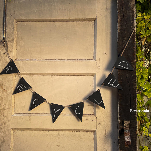 Chalkboard Bunting | Reusable | Handpainted | Natural reclaimed wood | Scrapshala