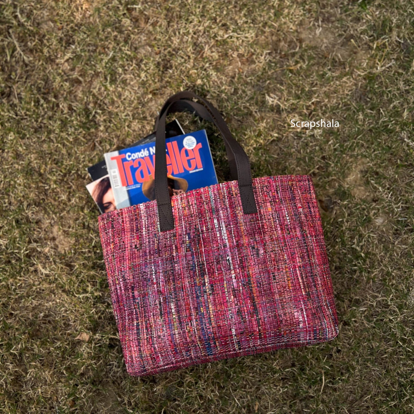 Multipurpose Tote Bag | Upcycled Paper Textile | Natural Dye | Handloom textile | Scrapshala