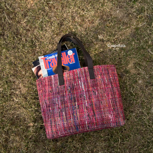 CHARCHA Upcycled Tote Bag – Eco-Friendly Tote Made from Handwoven Newspaper Textile | Handcrafted by Women Artisans