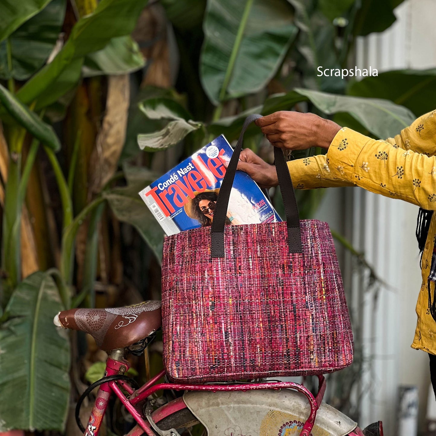 Multipurpose Tote Bag | Upcycled Paper Textile | Natural Dye | Handloom textile | Scrapshala