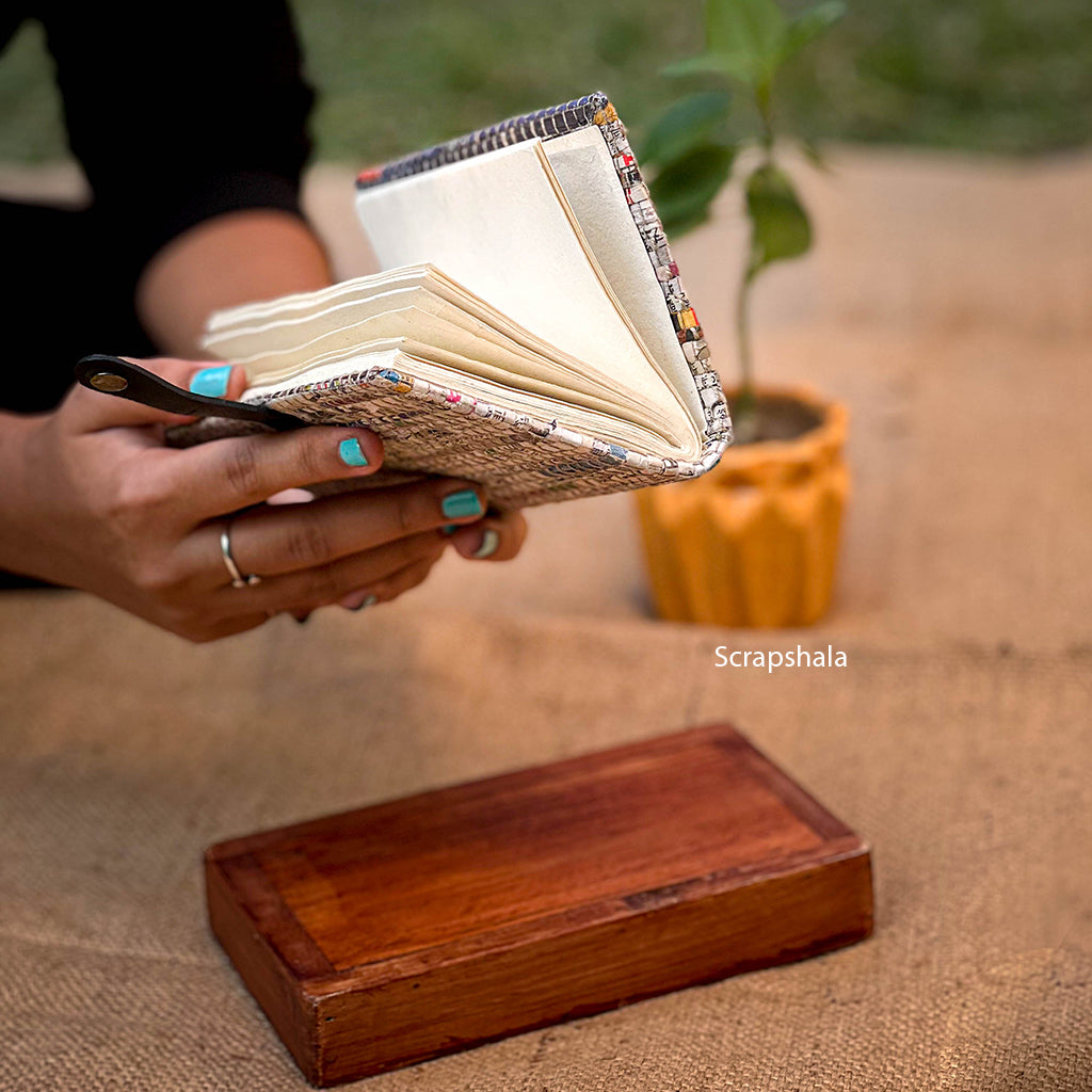 Daily Journal | Reusable Cover | Upcycled Paper | Handloom textile | Scrapshala