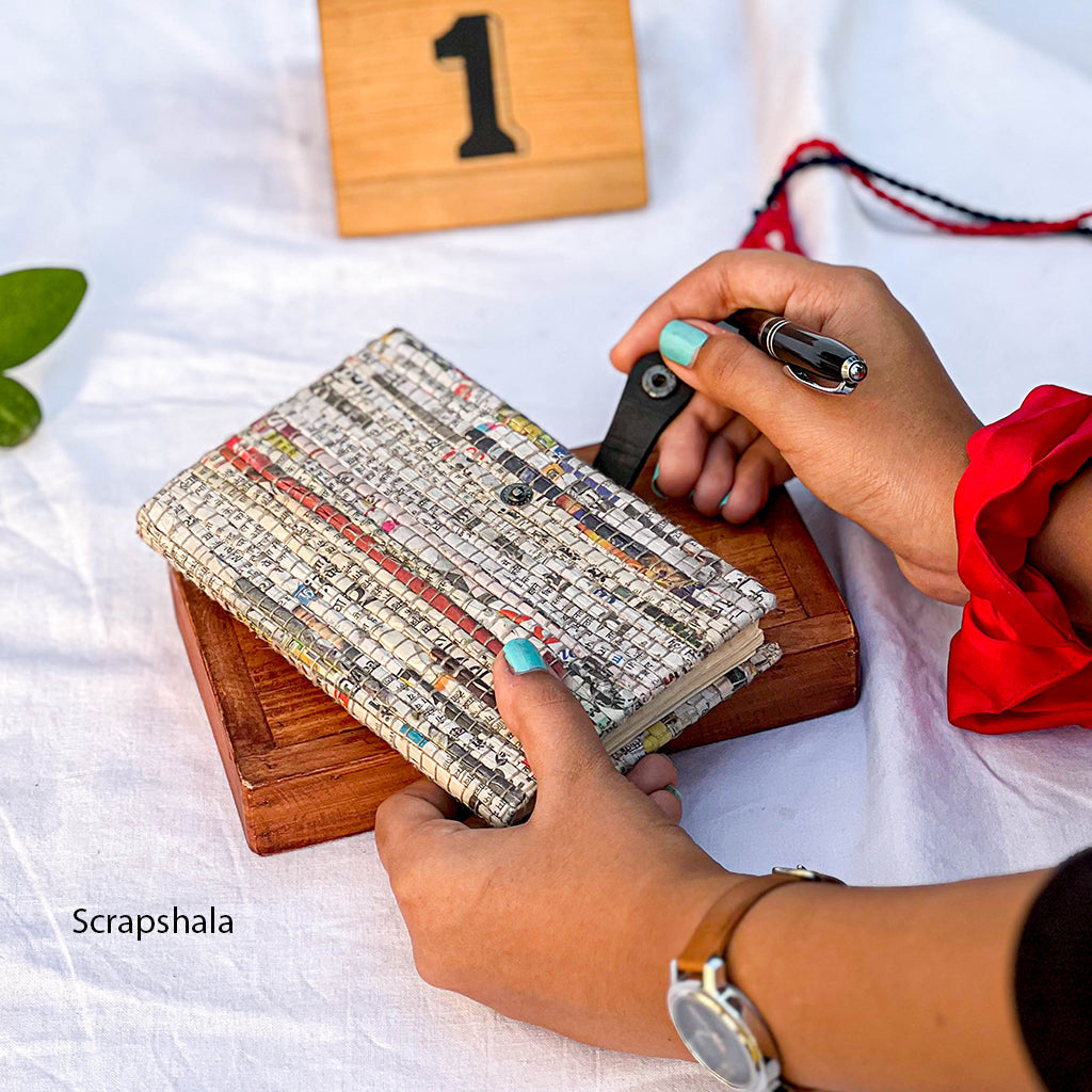 Daily Journal | Reusable Cover | Upcycled Paper | Handloom textile | Scrapshala