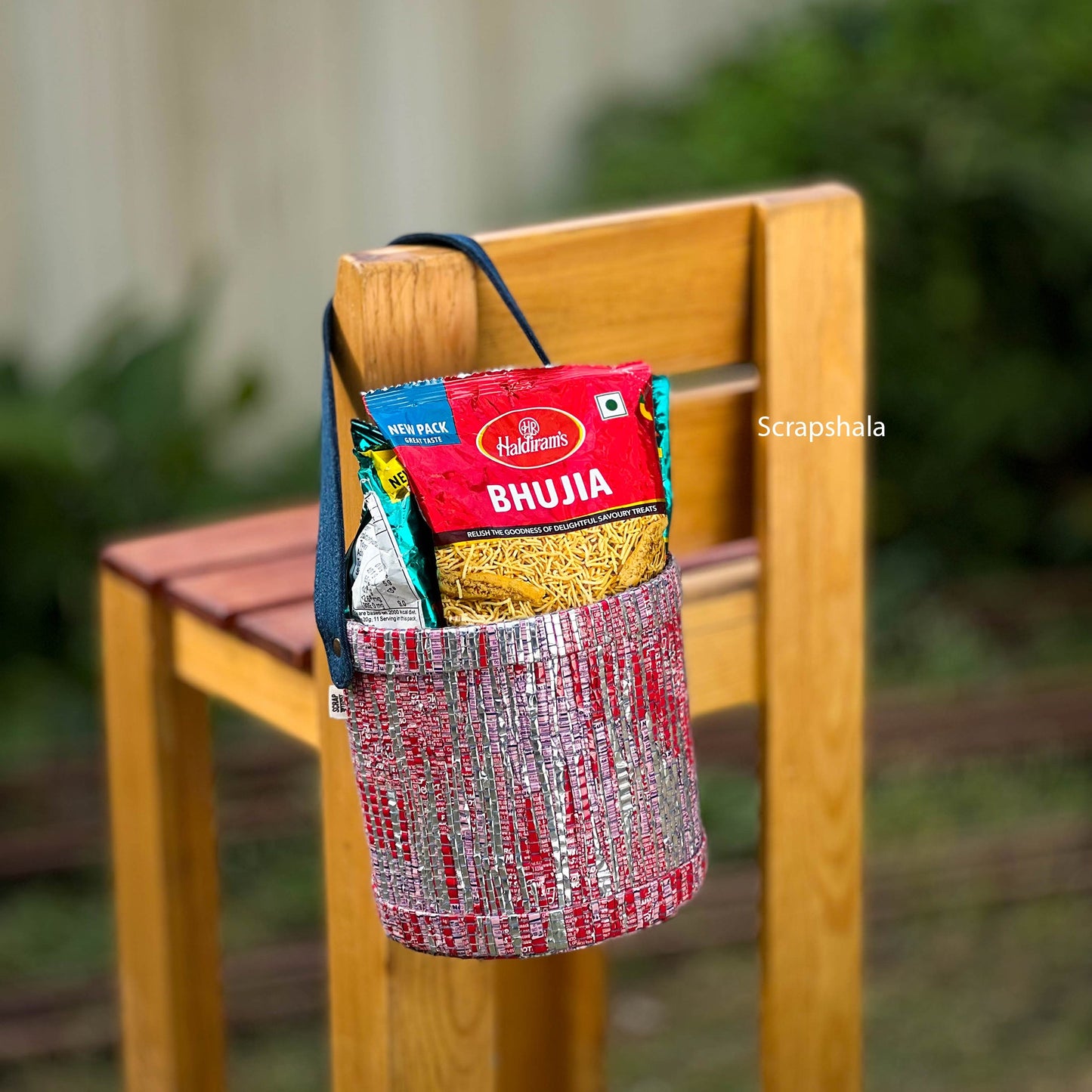 Multipurpose Basket | With Denim Handle | Upcycled Plastic | Handloom textile | Scrapshala