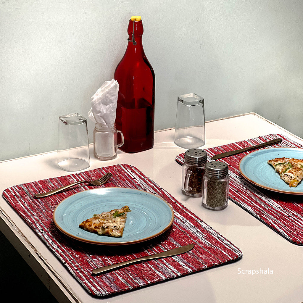 Chamkila Upcycled Table Mat Set | Upcycled | Handloom textile | Scrapshala