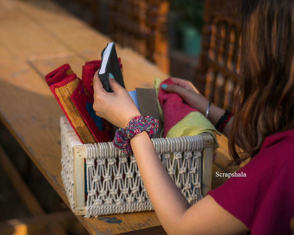 Rozana Macrame Basket | Multi purpose| Handcrafted | Upcycled | Scrapshala