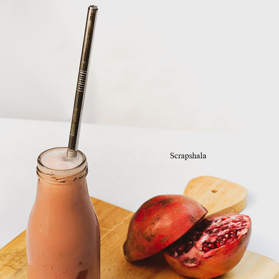 Reusable Stainless Steel Straws (Set of 2) | With Straw Cleaner & Cotton Pouch | Plastic-Free & Travel Friendly