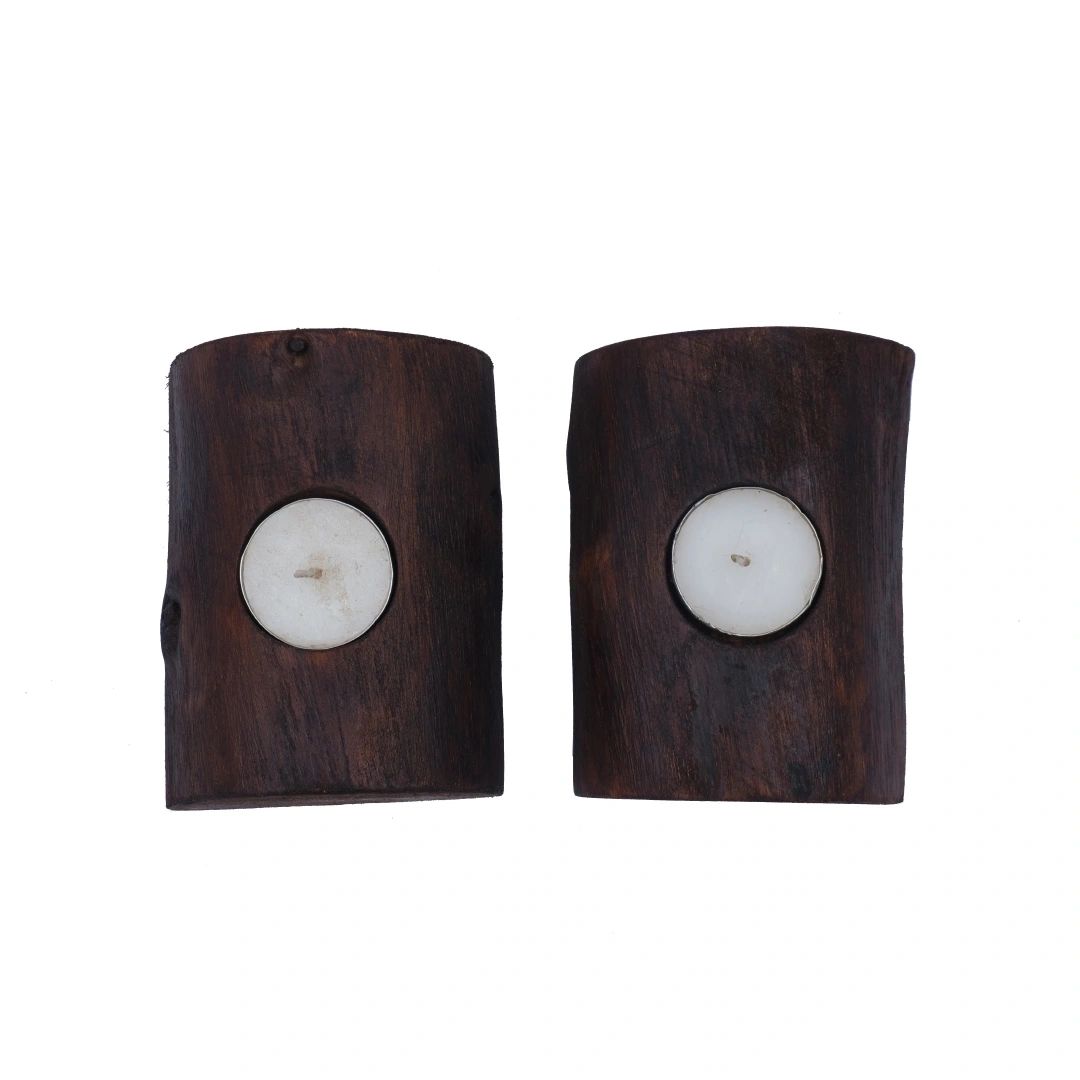 Log tea light holder set