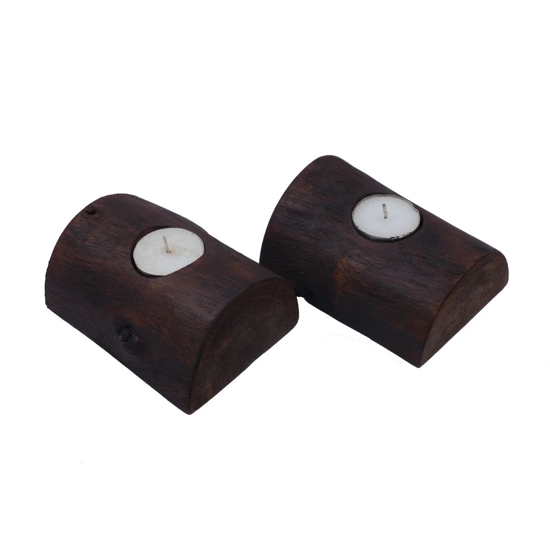 Log tea light holder set