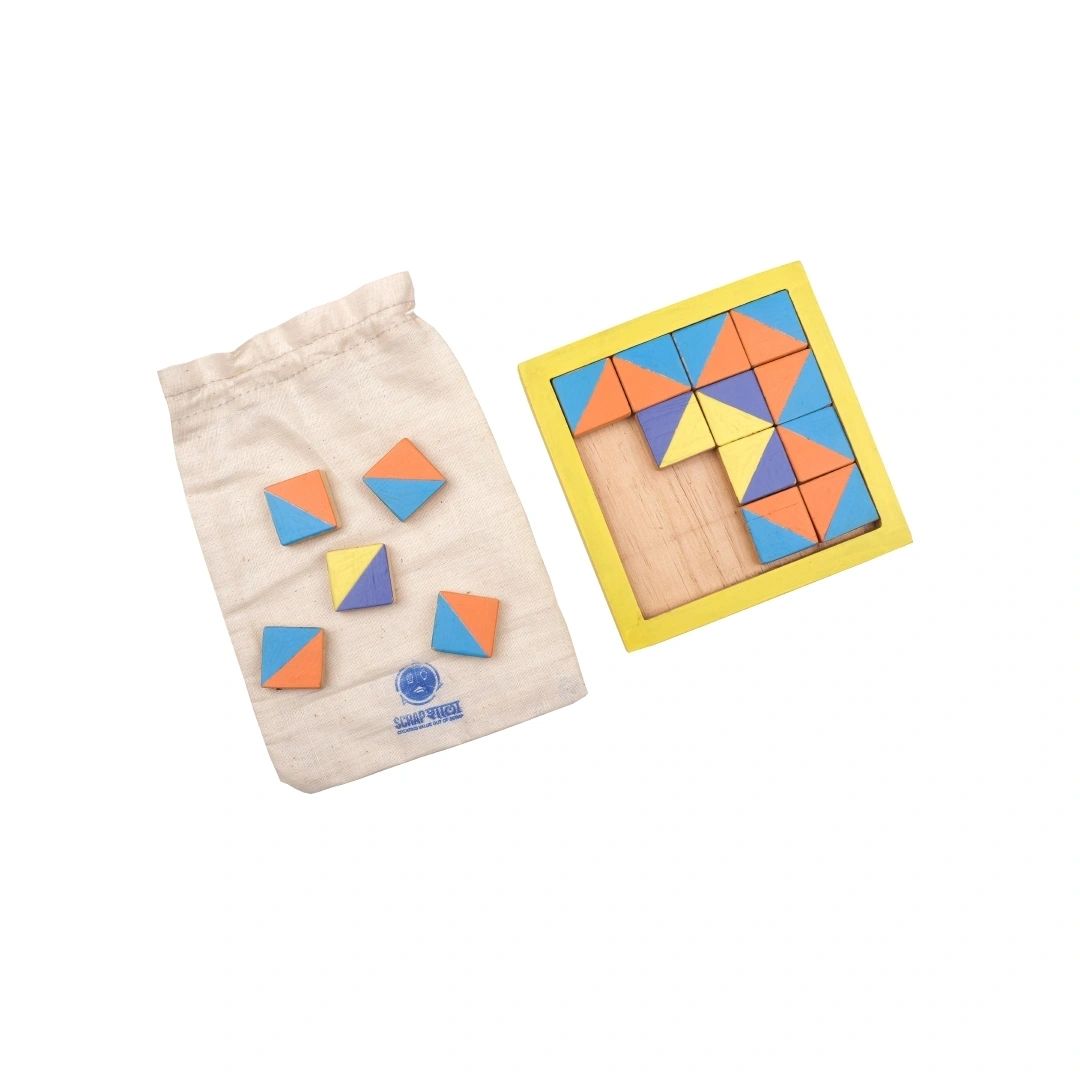 Geometric Puzzle | Wooden Game | Brain tease | Chemical-free | Plastic-free | Scrapshala