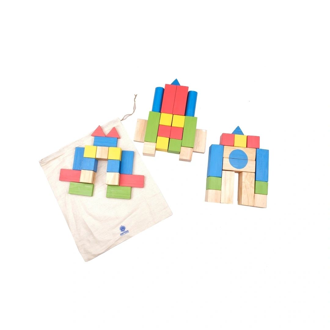 48 piece wooden building block game