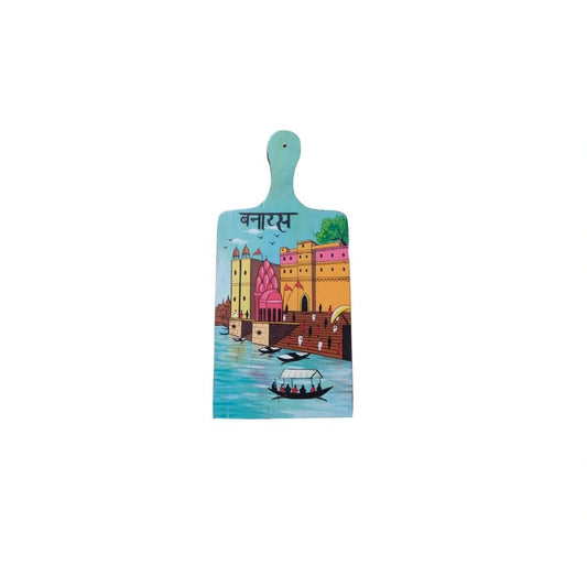 Ghats of Banaras Wall Decor | Rectangular | Backside Hanging Hook | Handpainted | Made in India | Scrapshala