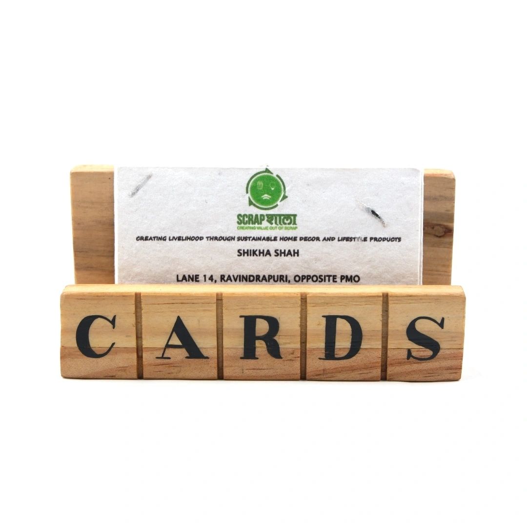 CARDS Business Card Holder | Natural reclaimed wood | Plastic-free | Scrapshala