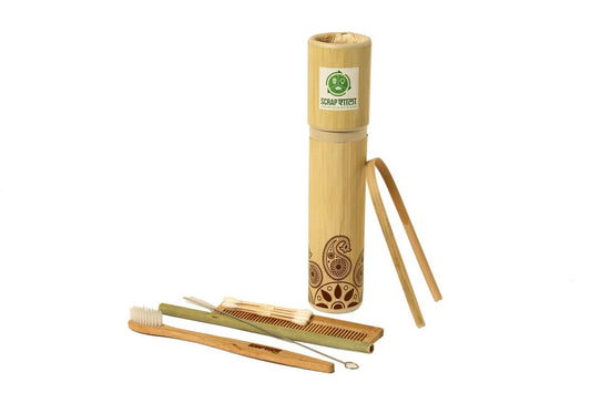 Zero waste Toiletry Kit | Natural Bamboo | High Quality | Travel-friendly | Scrapshala