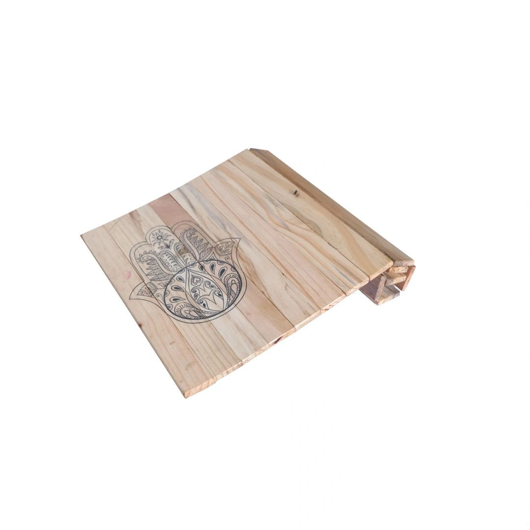 Hamsa Table Place Mat | Natural Reclaimed Wood | Foldable | Stain-Proof | Multipurpose | Scrapshala