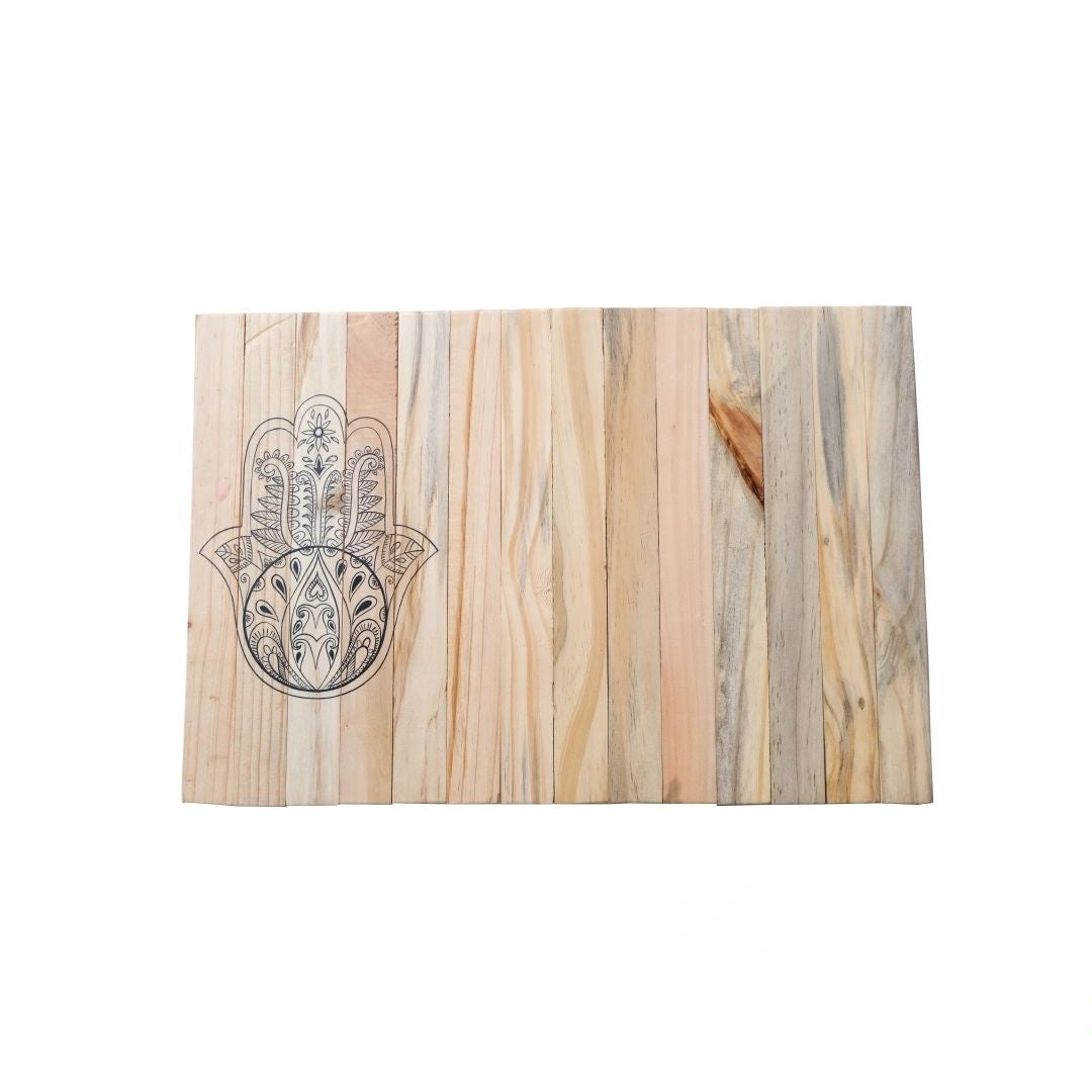 Hamsa Table Place Mat | Natural Reclaimed Wood | Foldable | Stain-Proof | Multipurpose | Scrapshala