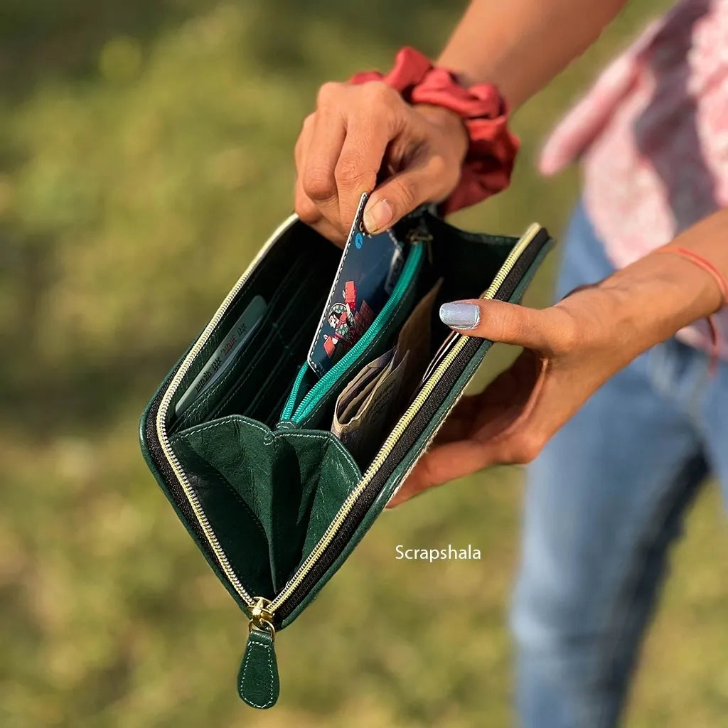 Women Wallet | Stylish | Handloom textile | Casual | Upcycled Paper | Scrapshala