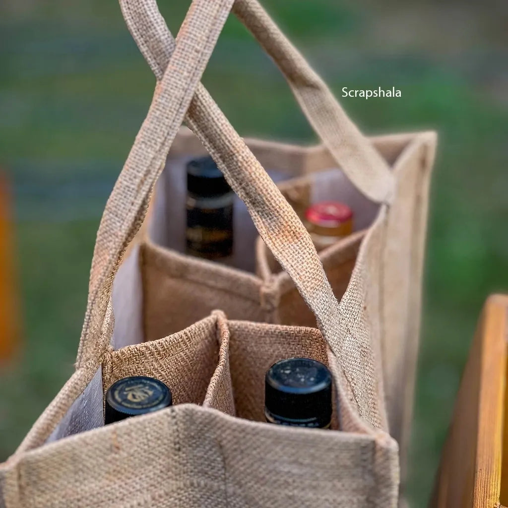 Rozana shopping bag | Natural Jute | Multiple compartments | Reusable | Washable