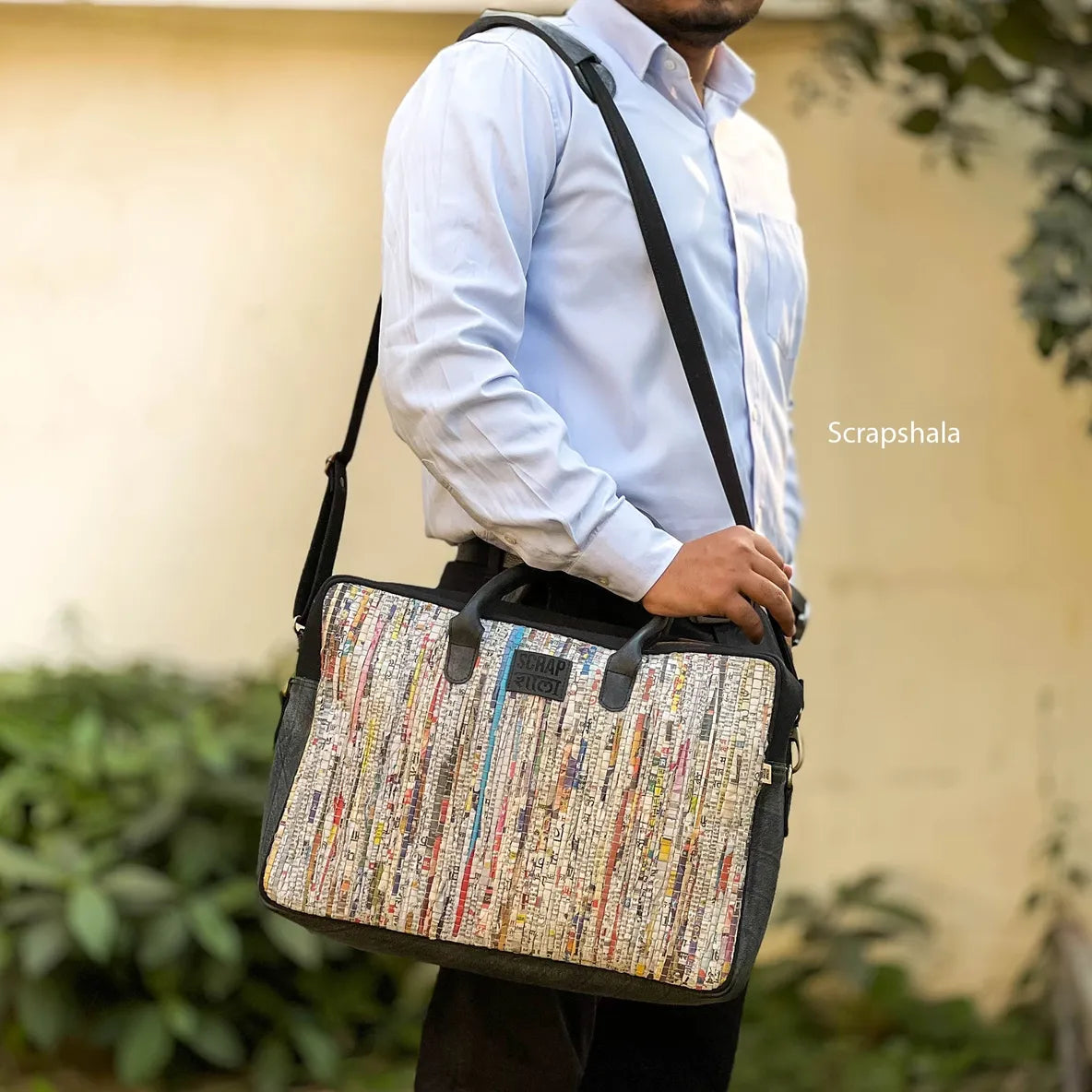 Office Laptop Bag | Timeless | Upcycled Paper | Handloom Textile | Scrapshala