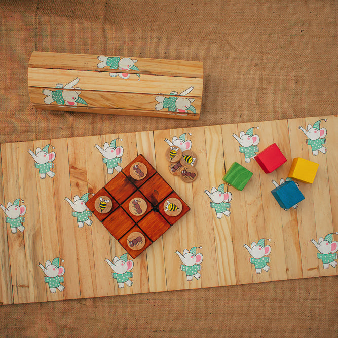 Dancing Elephant Wooden Table Mat | Kids-Friendly Eco Wooden Placemat | Handmade & Stain-Resistant | Scrapshala