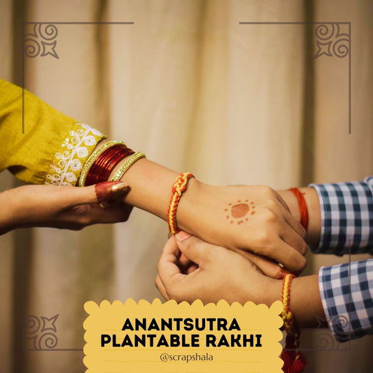 Anant Sutra Plantable Seed Rakhi Box | Roli-Chawal | Tulsi Seed | Natural Cotton | Minimalist | Handmade in Banaras | Scrapshala