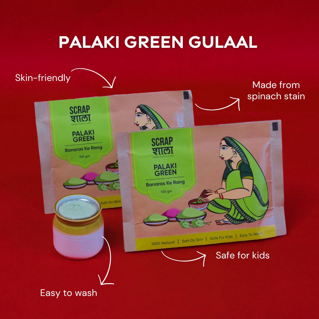 Natural Green Gulaal for Holi | 200g | Skin-friendly | 100% Natural | Easy to Wash | Made in Banaras