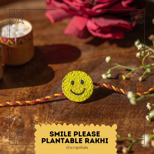 Smile Please Plantable Seed Rakhi | Eco-friendly | Natural Cork | Grows into Plant | Scrapshala