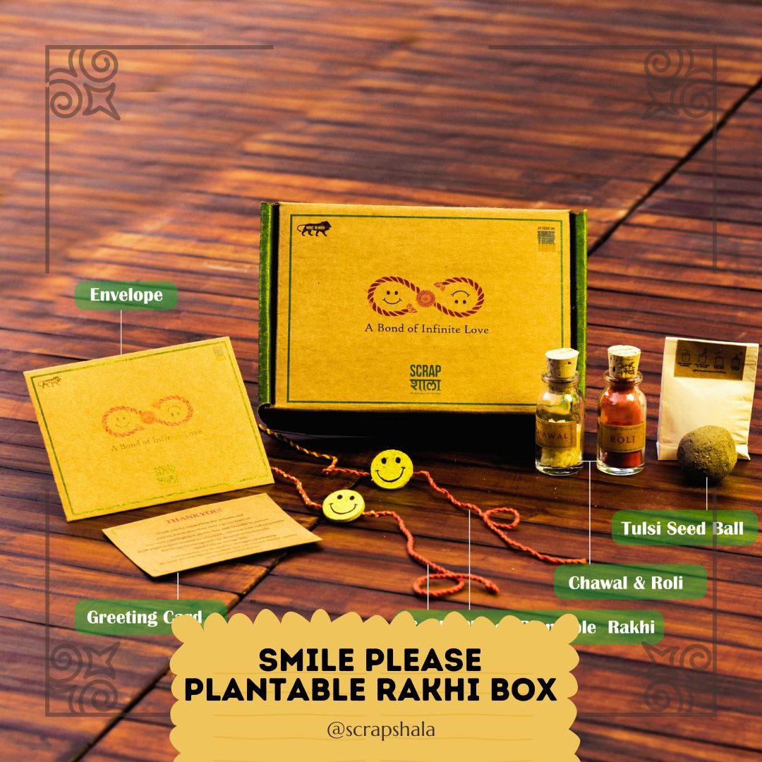 Smile Please Plantable Seed Rakhi Box | 2 Seed Rakhi | Roli-Chawal | Tulsi Plant | Kids | Handmade in Banaras