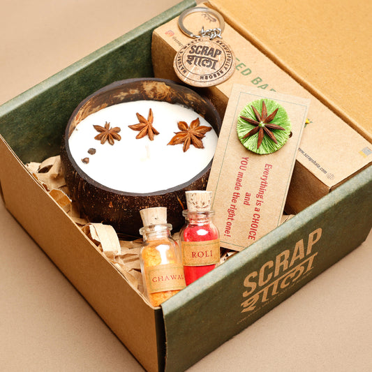 Light of Love Rakhi Gift Box | Plantable Rakhi | Coconut Soy Candle | Eco-Friendly Rakhi Hamper | Handmade Gift for Rakshabandhan