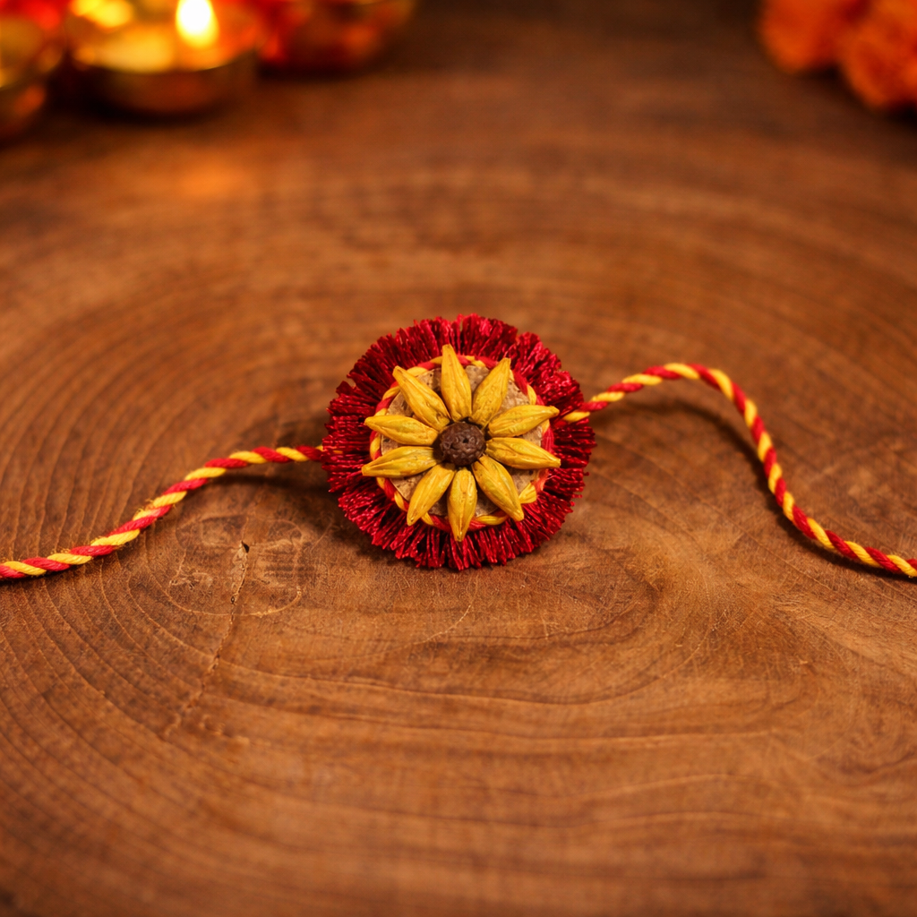 Akkad-Bakkad Premium Rakhi Box | Set of 2 plantable rakhi | Wooden planter | Planting material | Roli-Chawal | Seed ball | Greeting card | Handmade in Banaras