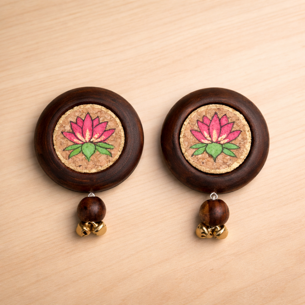 Pichwai Lotus Wall Hanging (Pack of 2) | Handcrafted Wooden Eco-Friendly Décor | Reusable | Handpainted
