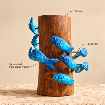 Ocean in Motion | Upcycled Driftwood & Paper Mache Ocean Wall Art