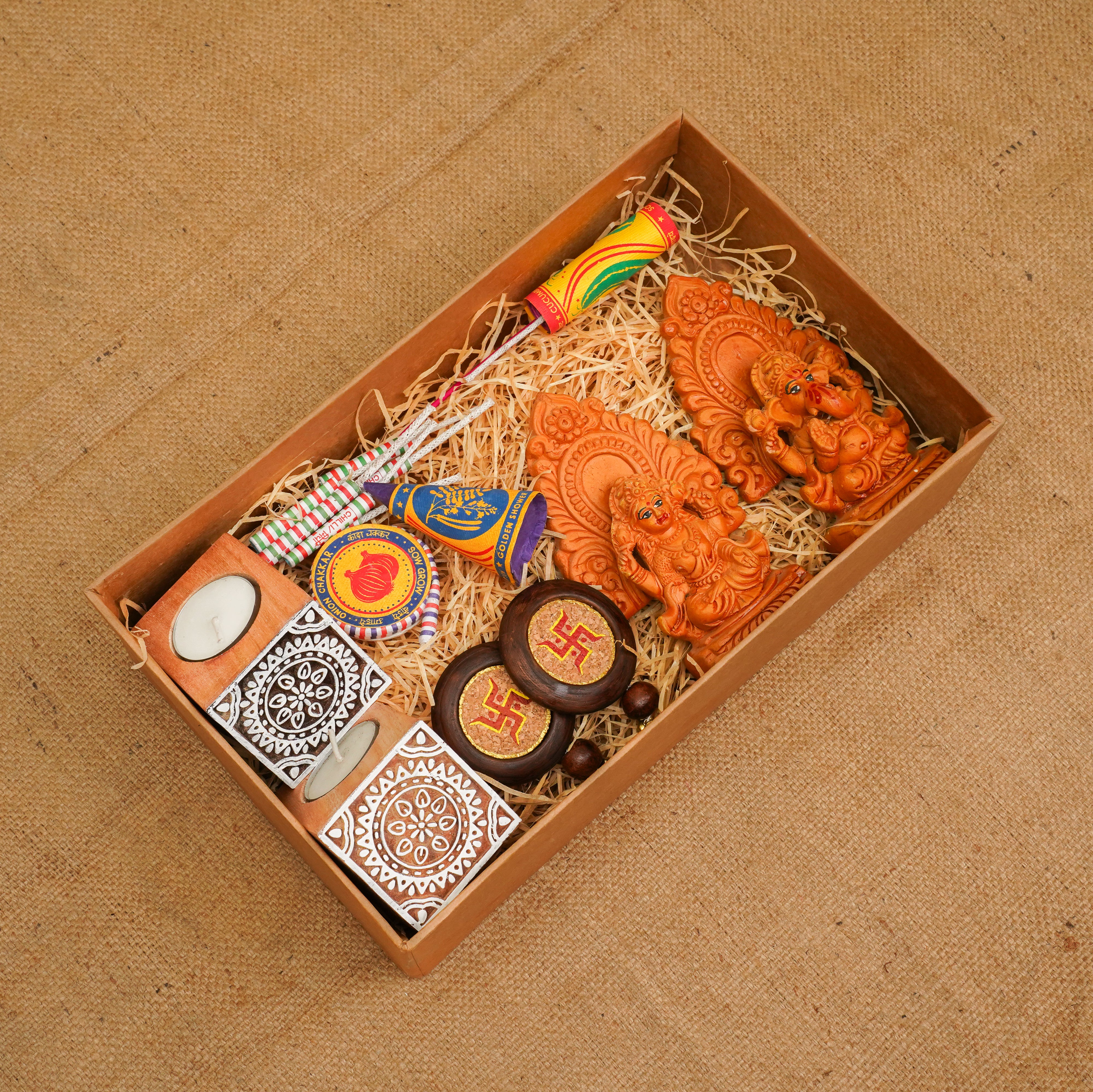 Aarambh Gift Hamper | Eco-Friendly Sustainable Diwali Gift | Terracotta Ganesh Laxmi Idol | Candle Holders | Swastik Door Hanging | Plantable Crackers | Handcrafted in Banaras