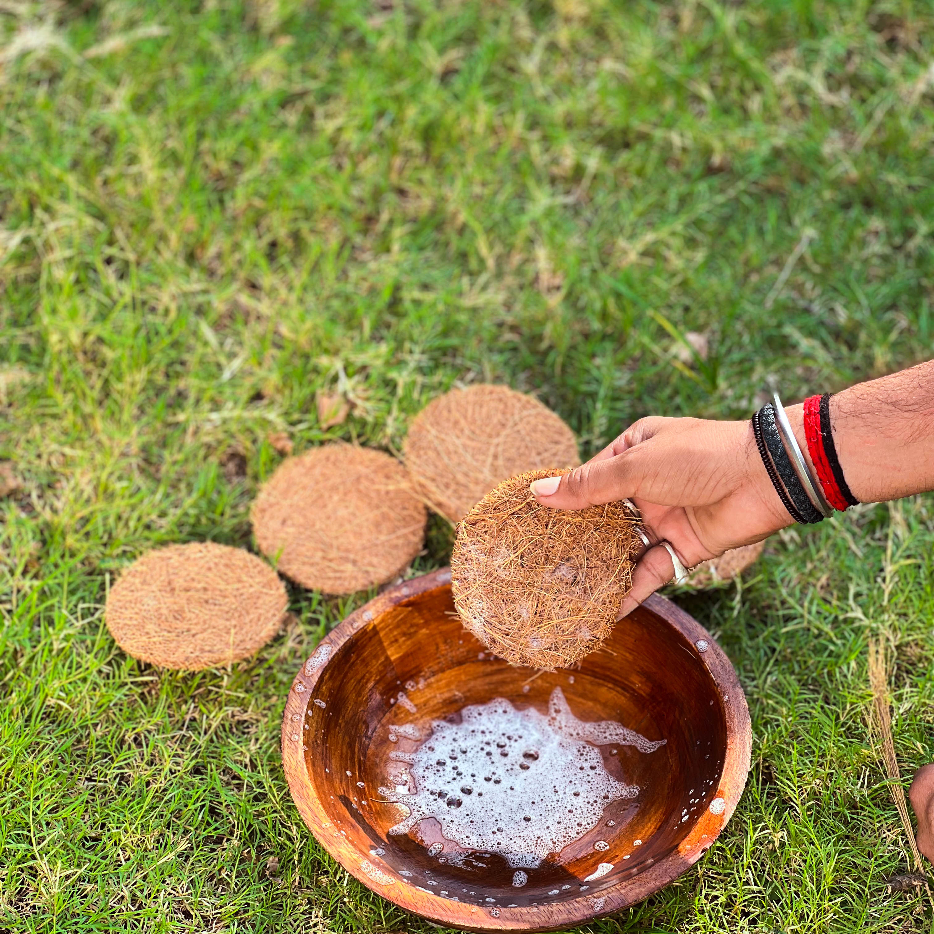 Dish Scrubber Pad | Pack of 5 | Natural Coir | Sturdy | Biodegradable | Plastic-free | Scrapshala