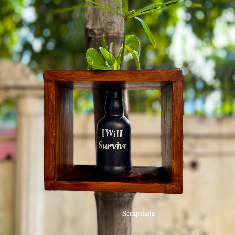 I Will Survive - Black Planter | Motivational | Upcycled | Hand Made | Scrapshala