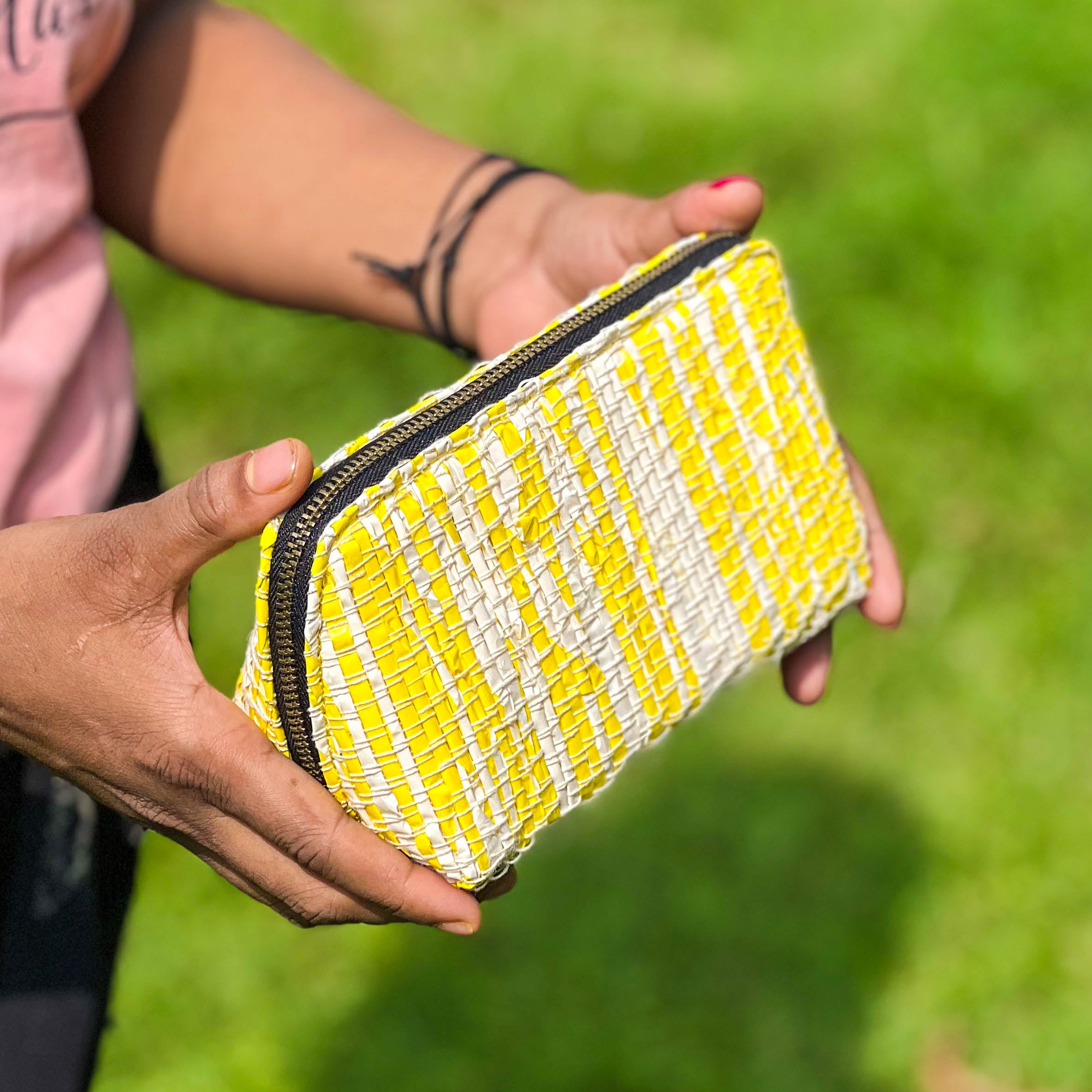 Vibrant Organizer Zip Bag | Upcycled Plastic Travel Pouch | Chamkila Range | Handmade by Scrapshala