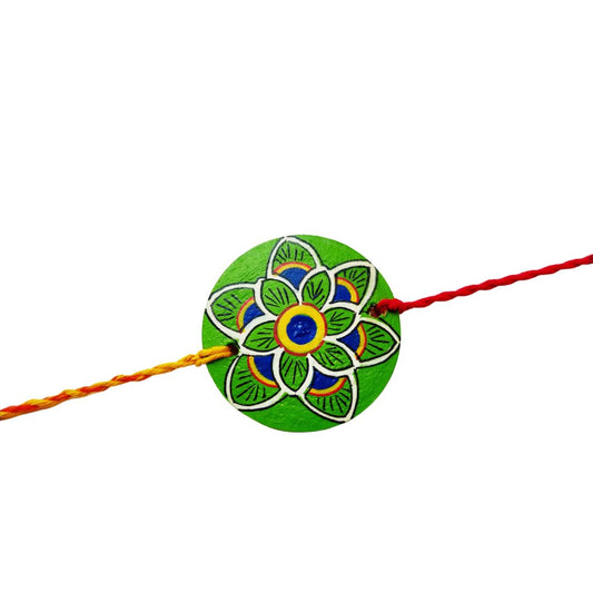 Peacock Wooden Rakhi Family Box | Pair of 2 Reusable Rakhi | Roli-Chawal | Seed Ball | Handmade In Banaras | Scrapshala