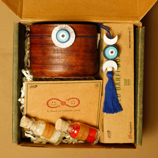 Nazarbattu Planter Box – Eco-Friendly Plantable Rakhi Gift Hamper 2025 | Sustainable Rakhi Lumba Set with Seeds & Planter
