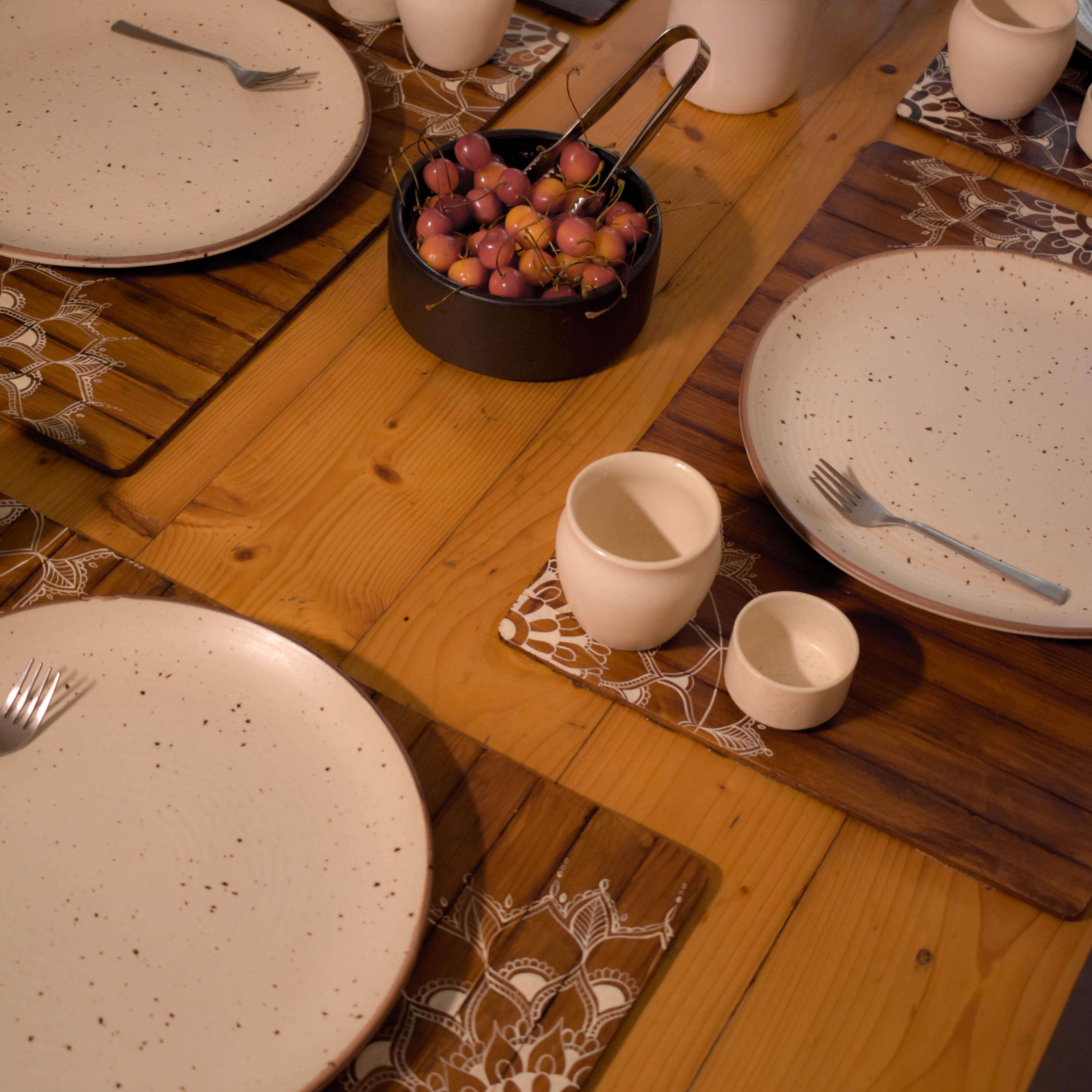 Mandala Wooden Table Placement | Hand-Painted Reclaimed Wood Placemat | Sustainable Dining Décor | Scrapshala