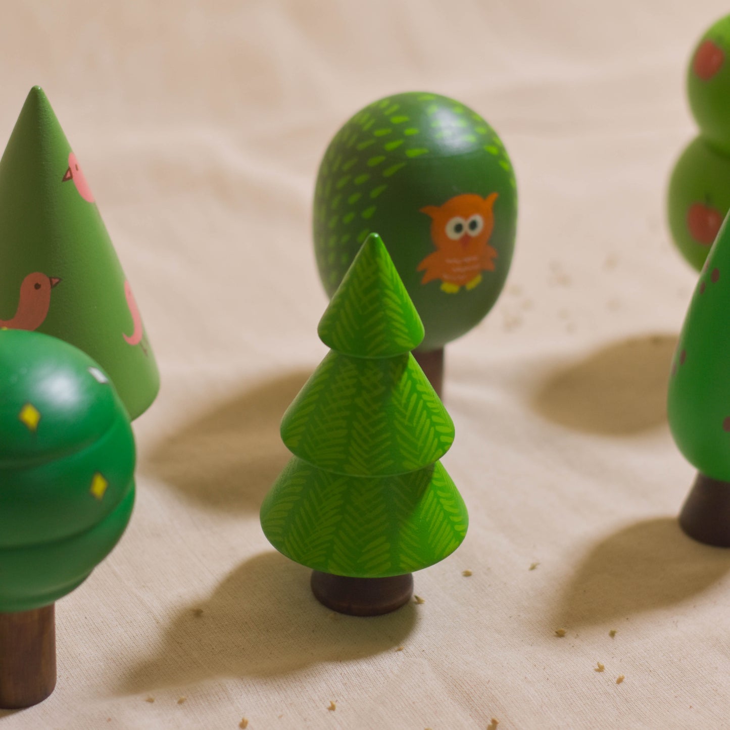Forest Tree Set | Set of six | Christmas Table Décor | Natural Wood | BPA free | Handmade | Kids Toy | Holiday Decor