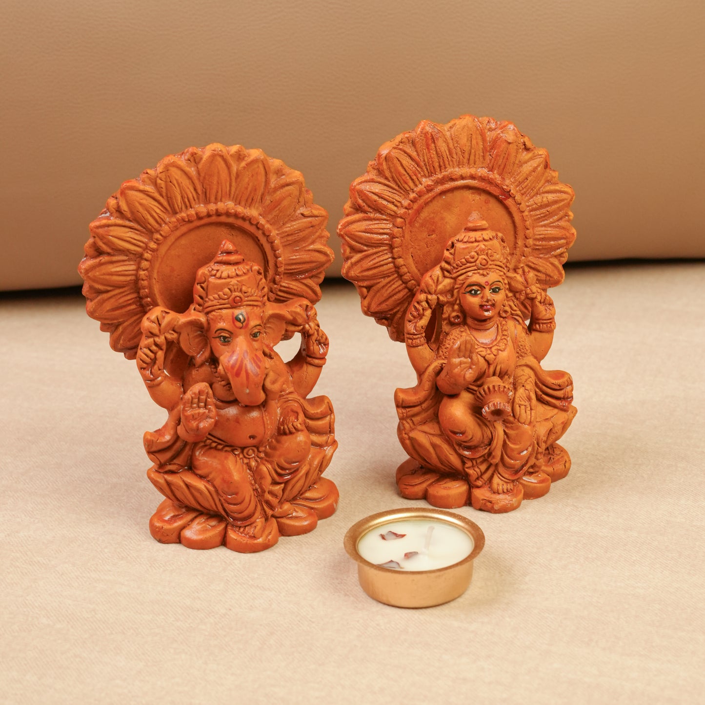 Vandana Diwali Gift Hamper | Complete Pooja Hamper with Terracotta Ganesh Laxmi Idol, Incense, Swastik Décor, Dhoop & Wooden T-Light | Sustainable & Handcrafted in Banaras