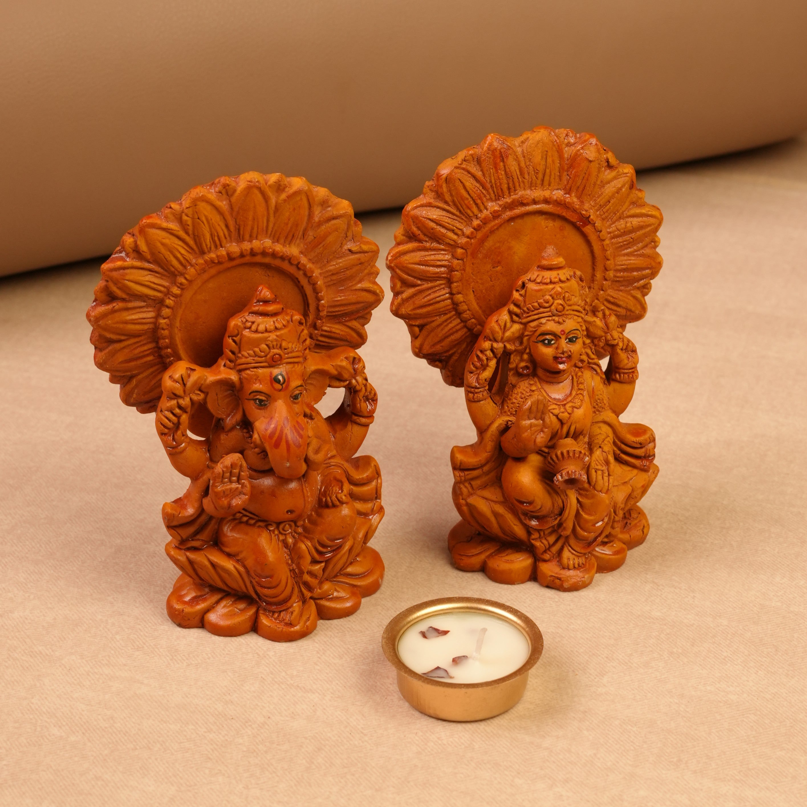 Eco-Friendly Ganesh Lakshmi Idol Set | Clay Lakshmi Ganesh Murti for Diwali Puja