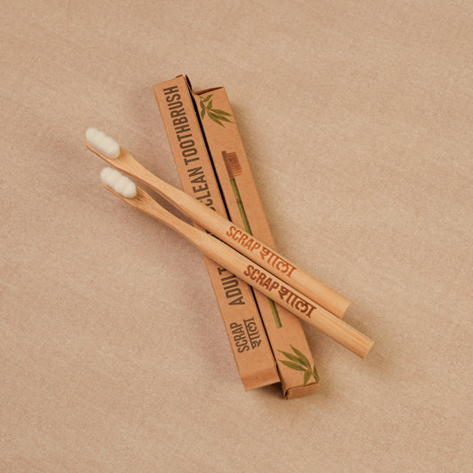 Nano Bambooclean Toothbrush Pack | Natural Bamboo Handle | Ultra-Soft zig-zag Bristles | Round handle | Scrapshala