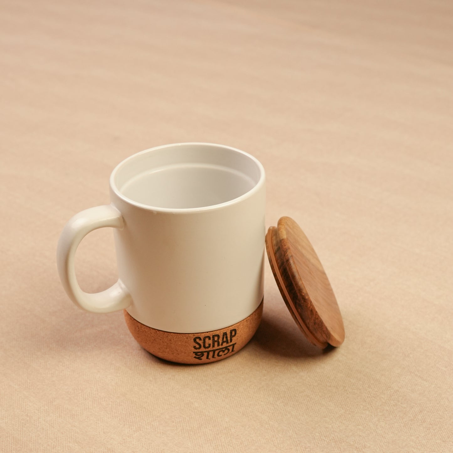 Sukoon Diwali Gift Hamper | Cork Ceramic Mug with Wooden Lid | Evil Eye Wooden Coasters | Sustainable & Handcrafted in Banaras