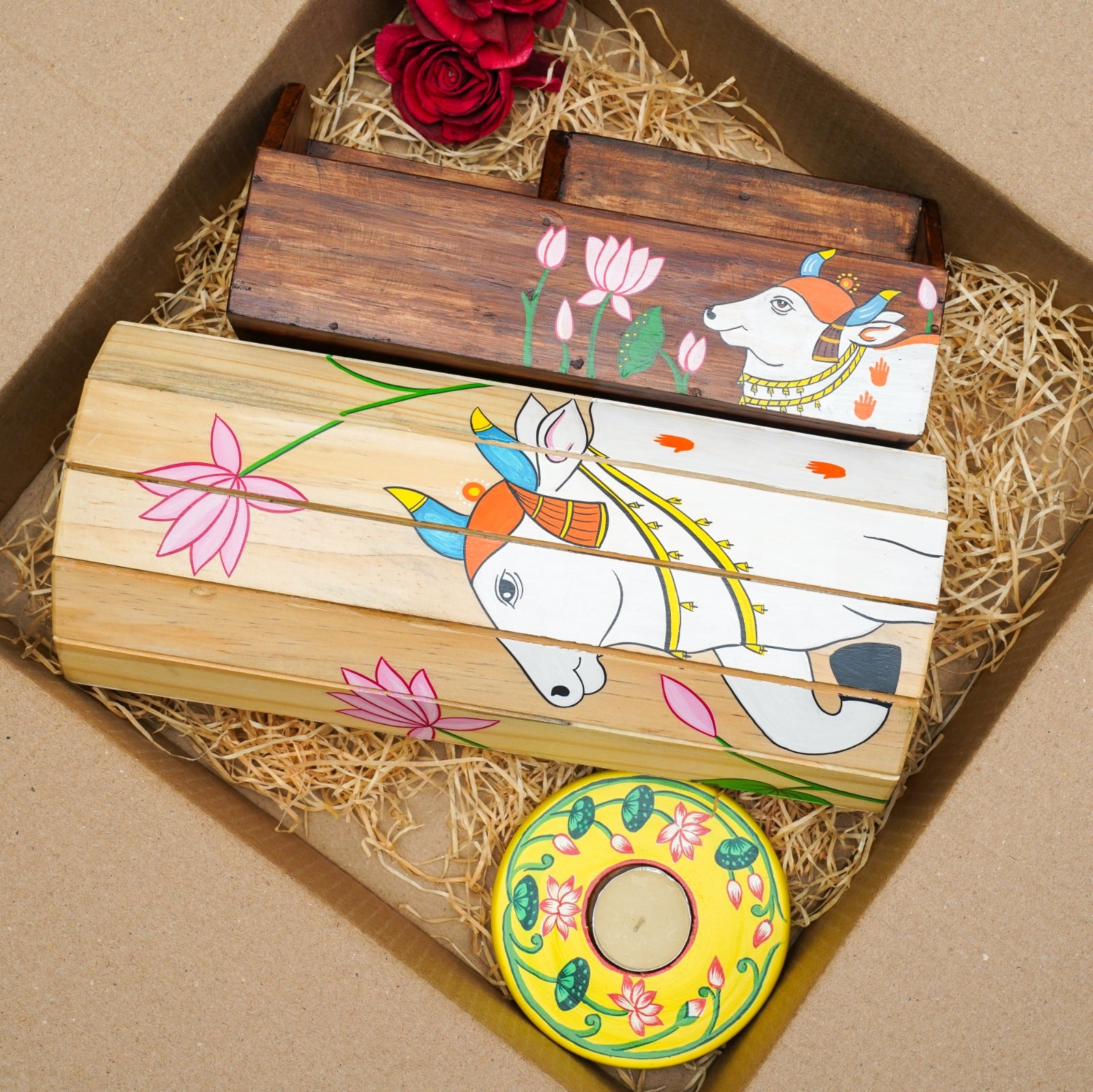 Pichwai Housewarming Gift Hamper | Handmade Wooden Home Décor Set | Eco-Friendly & Sustainable Gifting