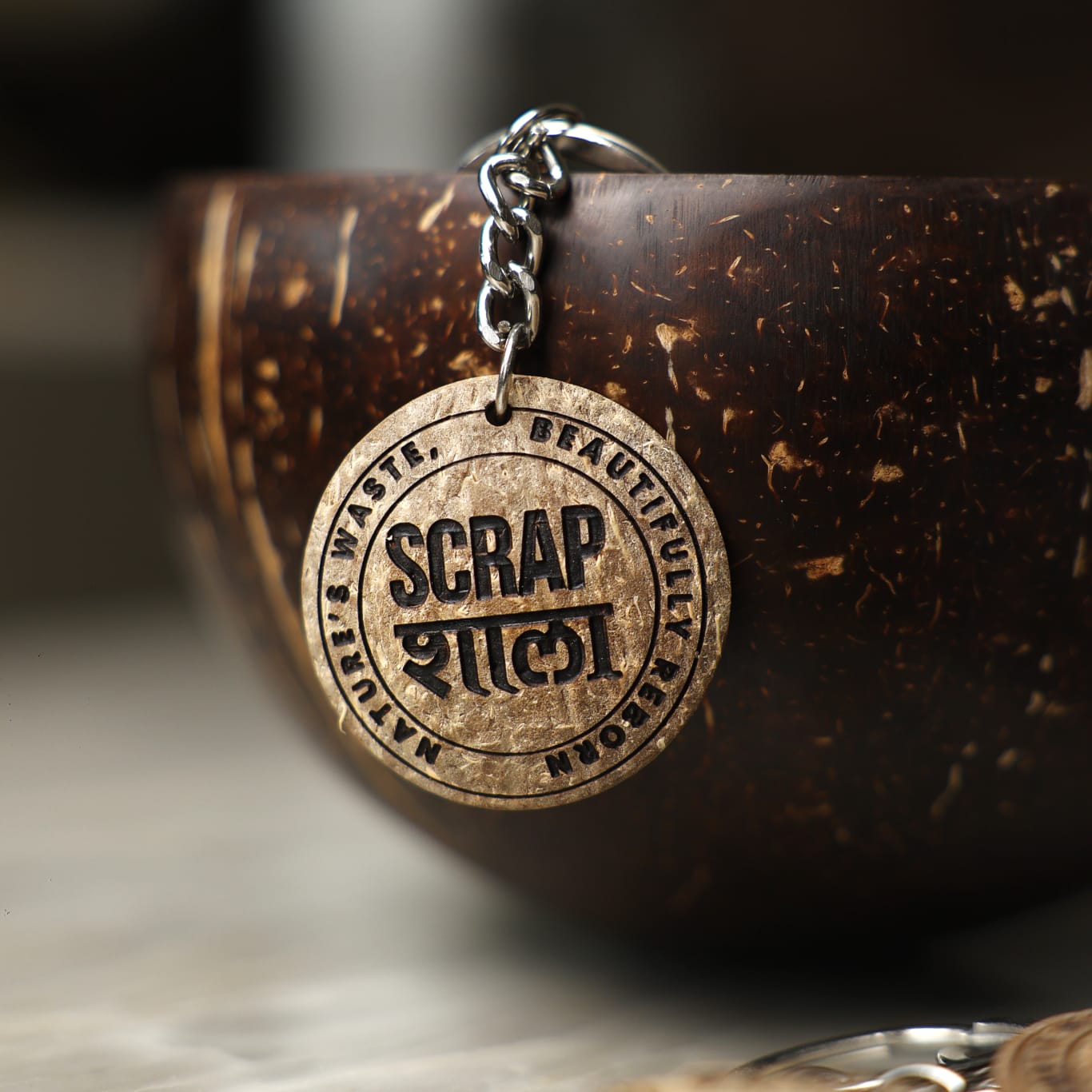 Custom Coconut Shell Key Chains (Pack of 50) | Eco-Friendly Corporate Gifts | Handmade & Sustainable | Scrapshala