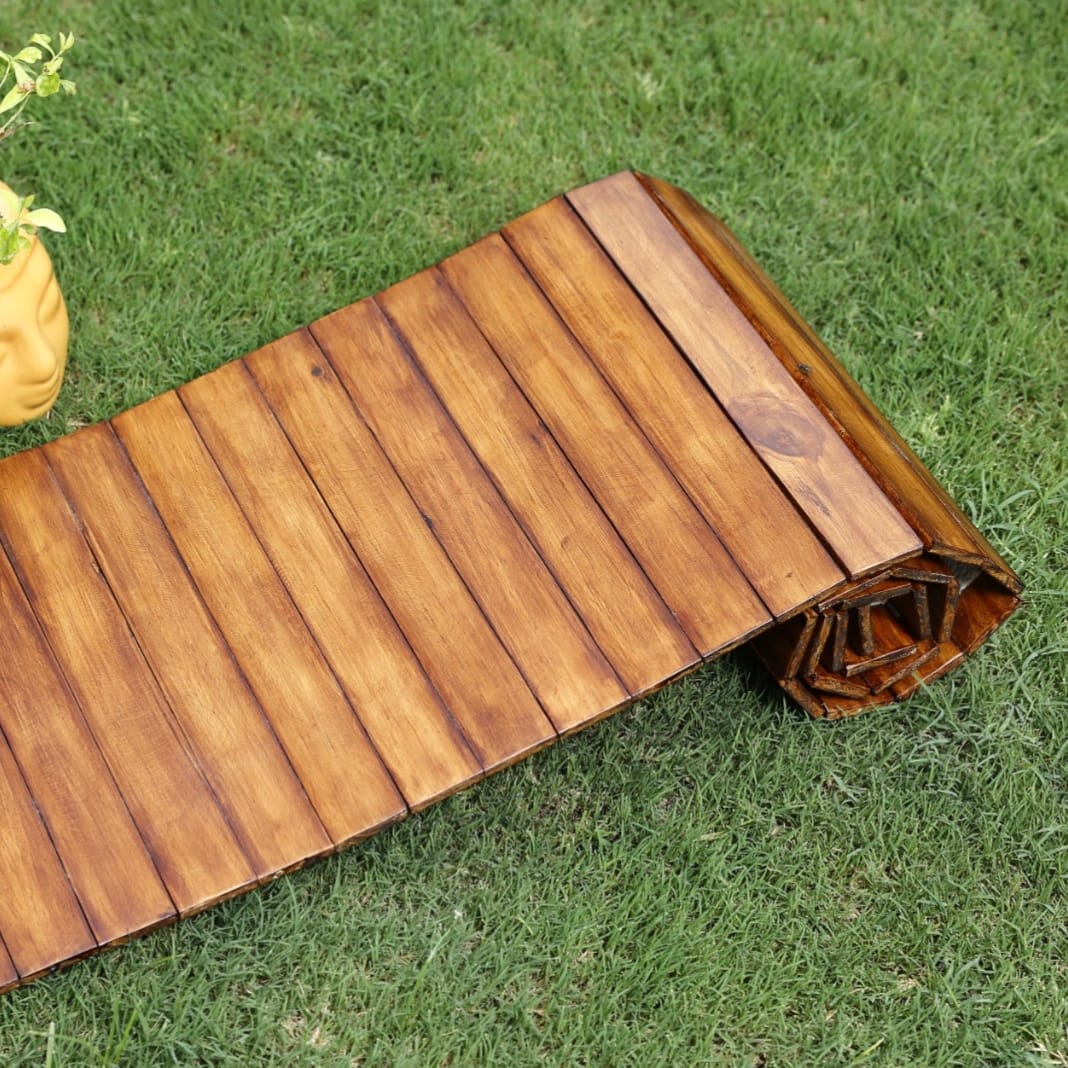 Earthy Walnut Dining Gift Set | 1 Runner & 6 Table Mats | Handcrafted & Sustainable | Foldable & Light Weight | Made in India