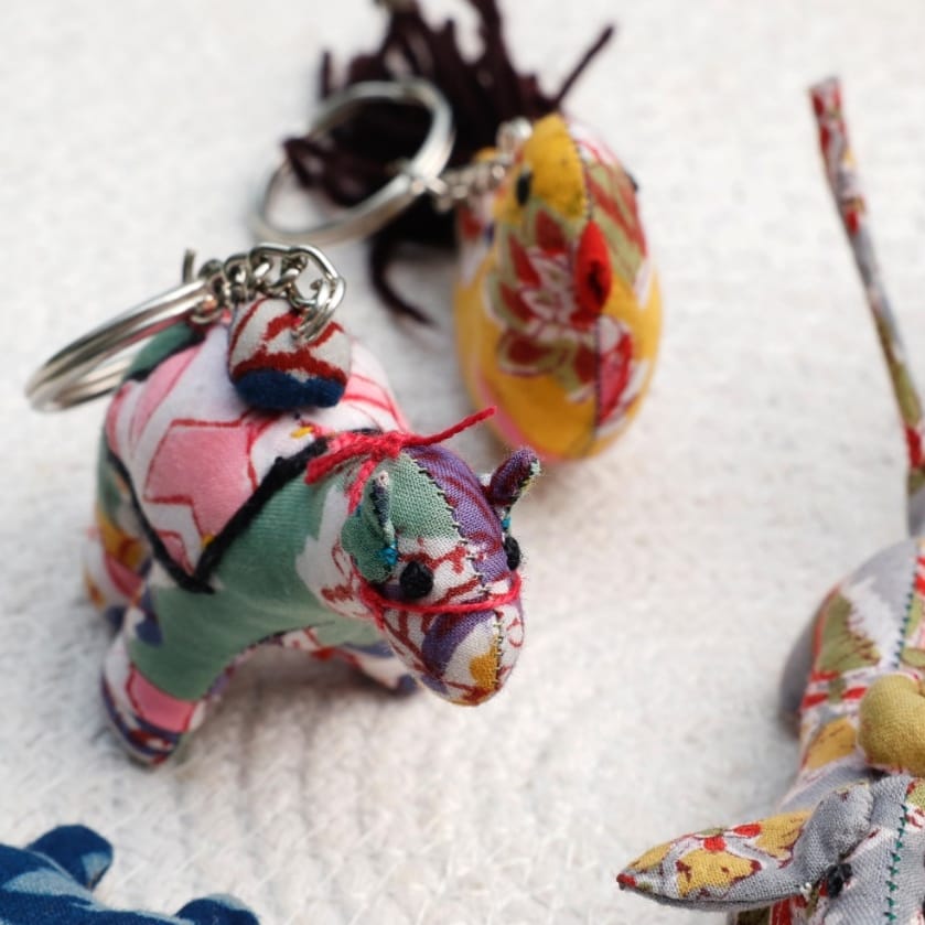 Terrestrial Collection Upcycled Keychain Pack (Set of 5) | Handmade Animal Keychains from Textile Waste | Eco-Friendly Gifting