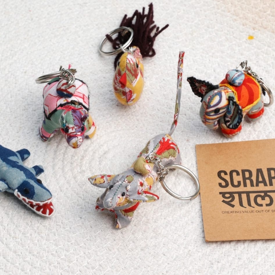 The Terrestrial Collection Key chains | Upcycled | Soft Textile Toys | Pack of 5 | Eco-friendly | Handcrafted in India