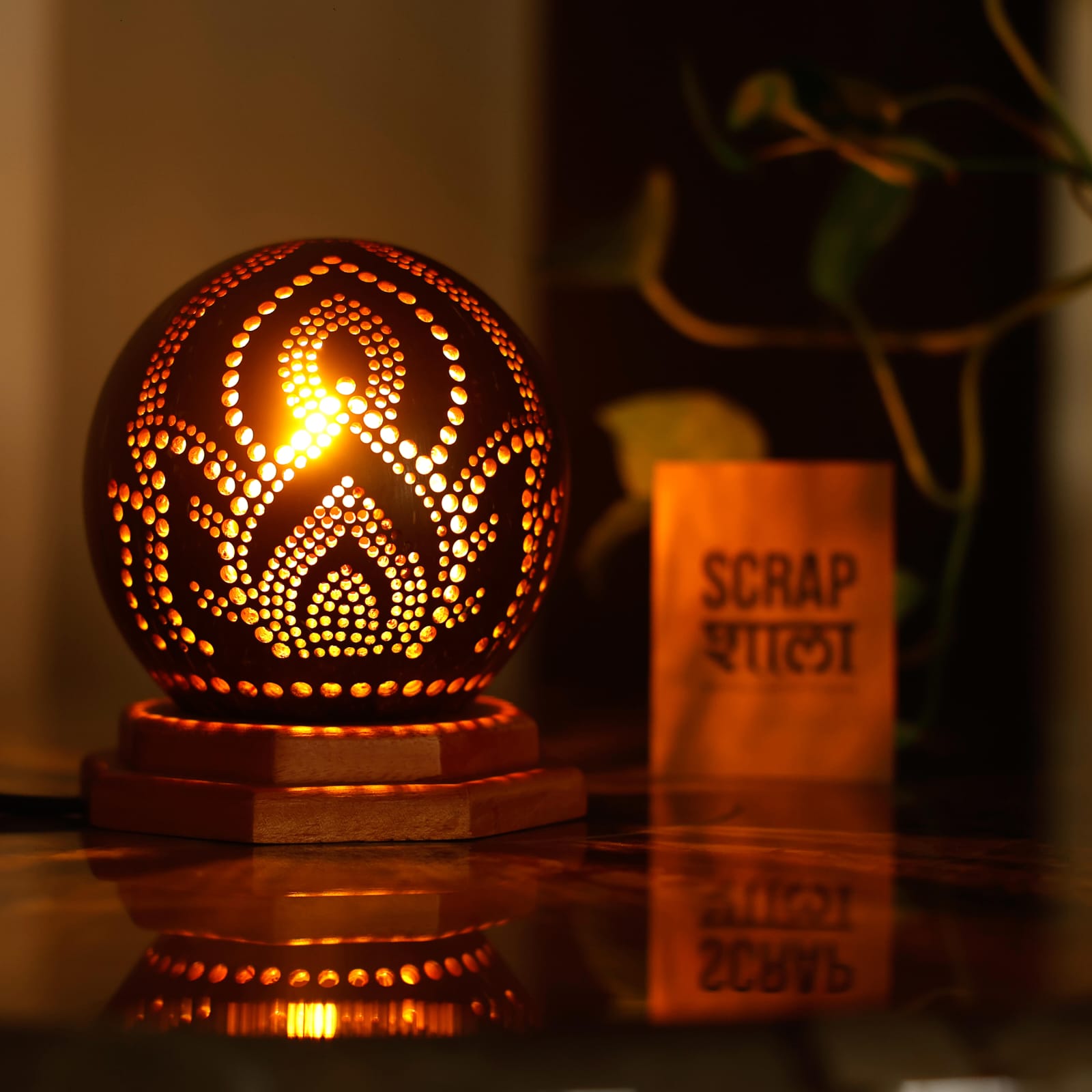 Ambient Coconut Table Lamp | Nature-Inspired | Eco-friendly  | Light-weight | Aesthetic Gifting | Made in India