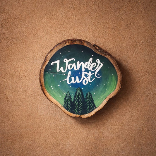 Wanderlust Wooden Wall Plate | Handpainted Sustainable Wall Décor from Reclaimed Wood | ScrapShala
